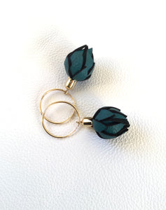Wild Flower Bud Earrings -Dark Teal in your choice of Earring fitting and colour