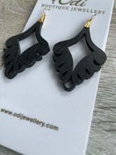 Black Leather Paisley Earrings