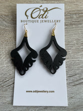 Black Leather Paisley Earrings